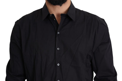 Elegant Slim Fit Black Dress Shirt