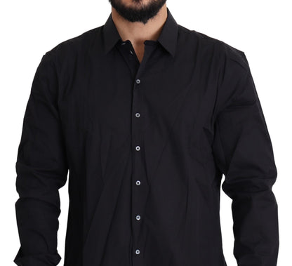 Elegant Slim Fit Black Dress Shirt