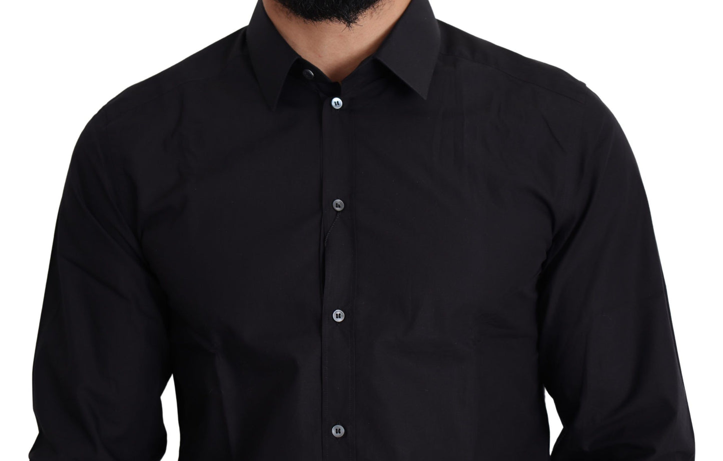 Sleek Black Cotton Dress Shirt