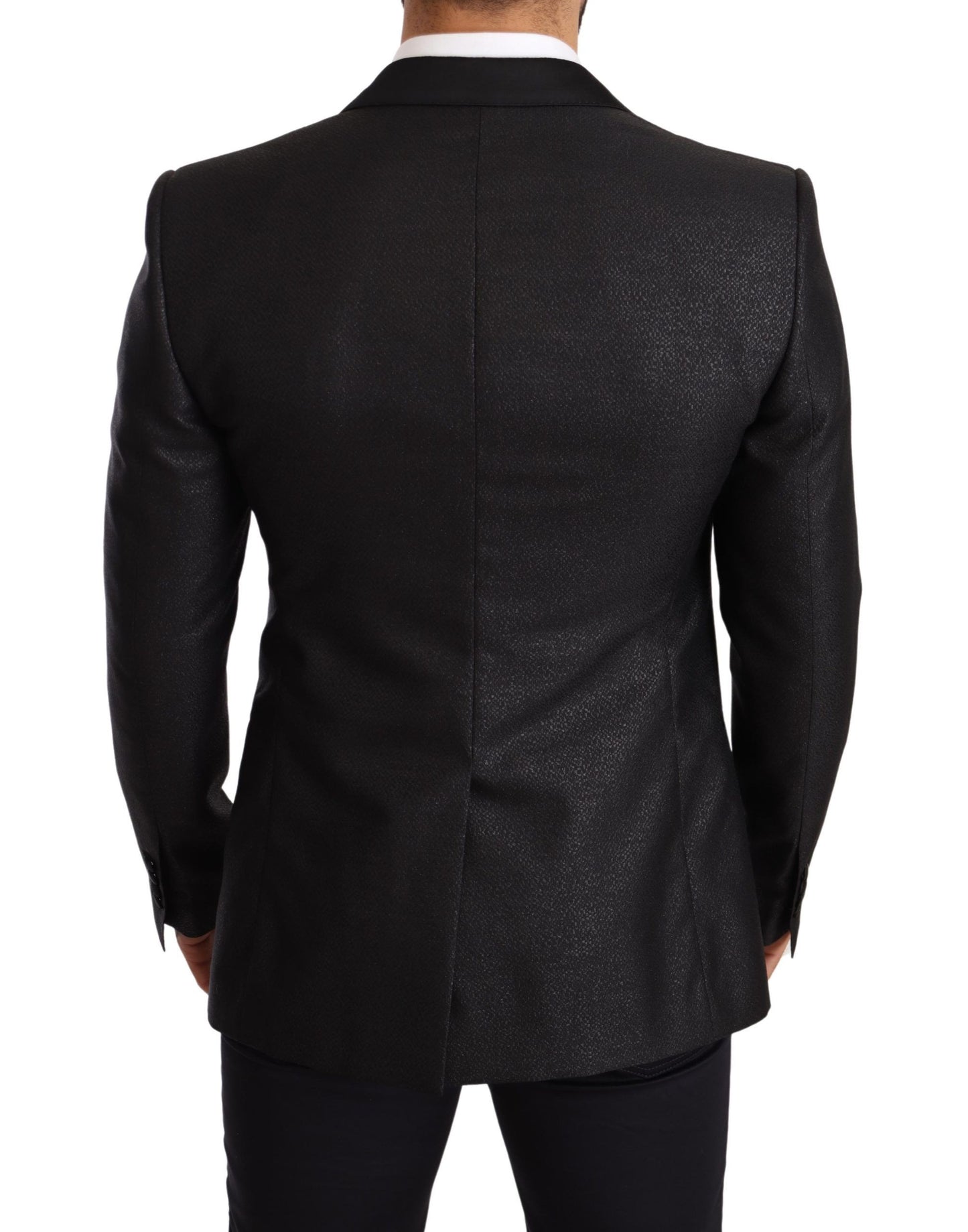 Elegant Black Metallic Slim Fit Blazer Jacket