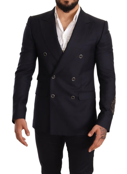 Elegant Navy Cashmere Silk Blend Blazer