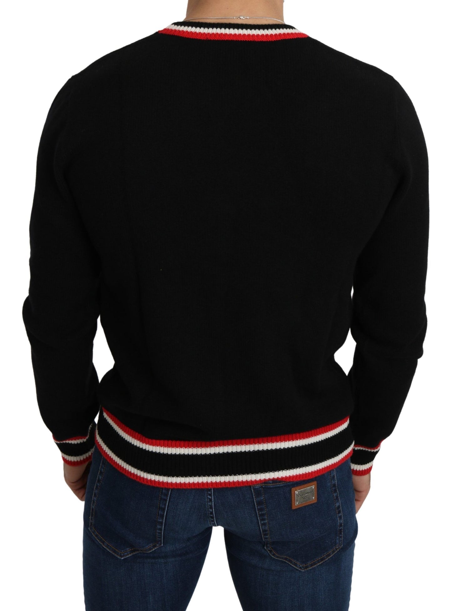 Elegant Black Cashmere Crew Neck Sweater