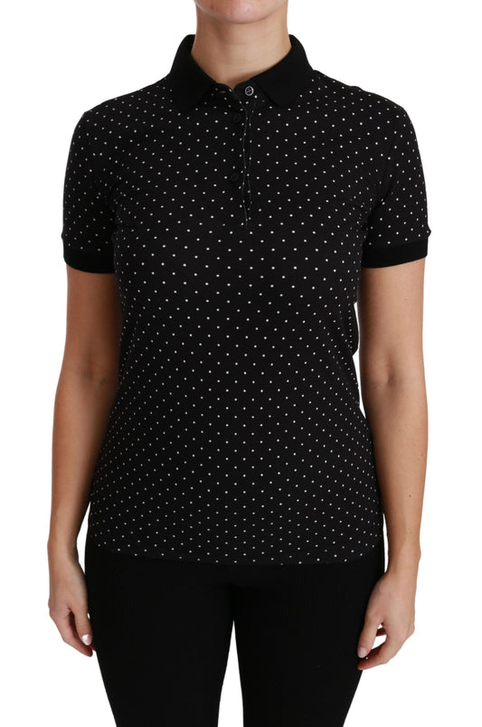 Elegant Black Dotted Polo Shirt