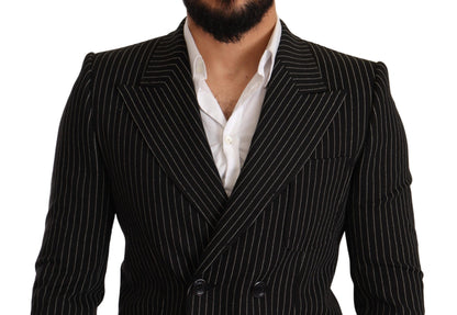 Elegant Striped Wool Blazer with Silk Lining