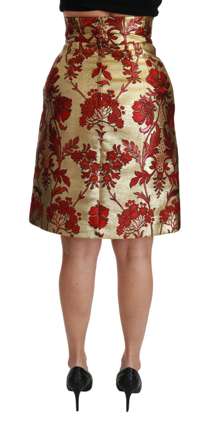 Opulent Gold Floral Jacquard Skirt