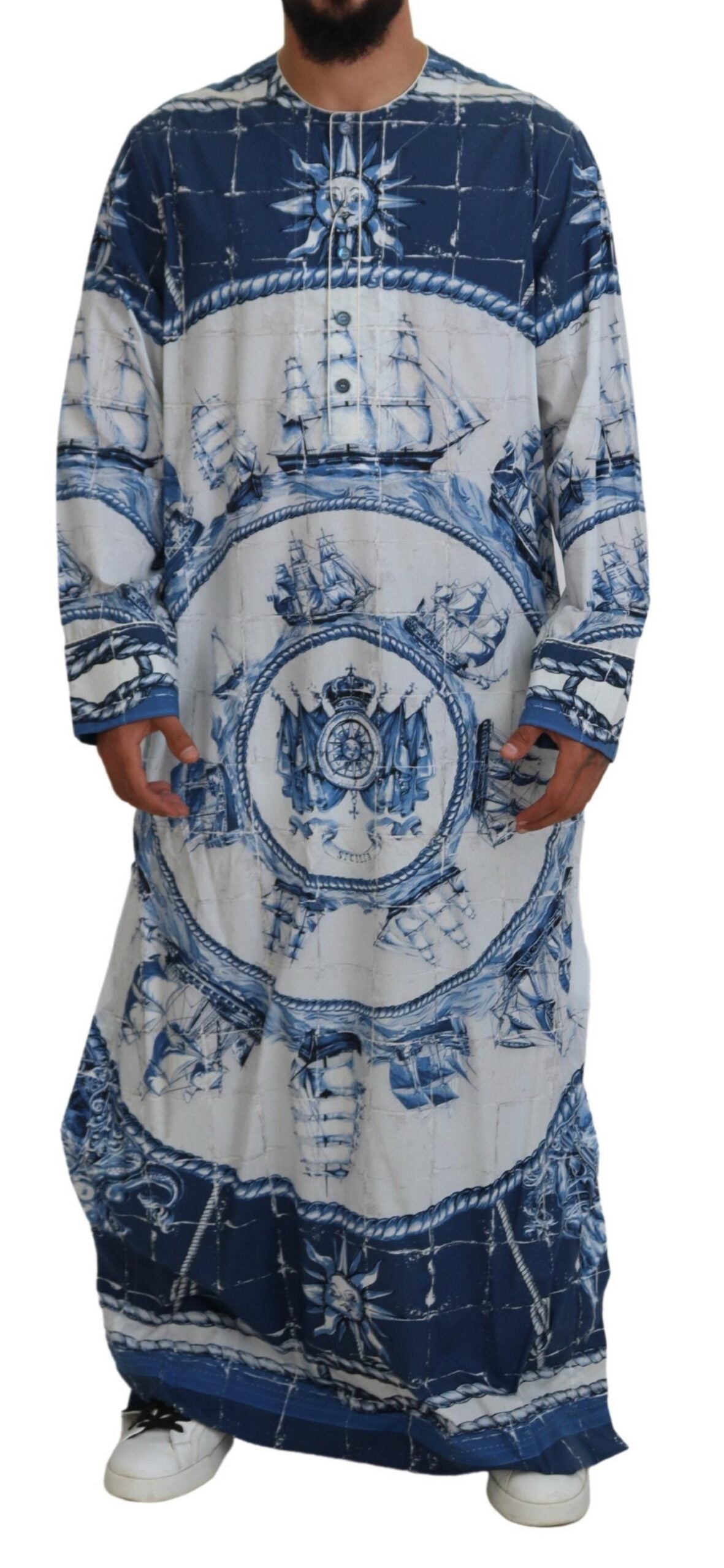 Majestic Blue Cotton-Silk Thobe Robe