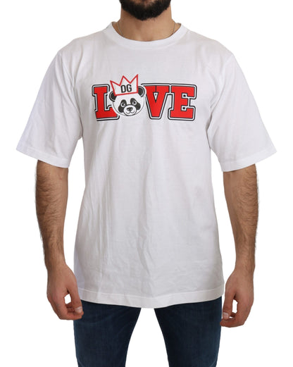 White Love Panda Print Top T-shirt