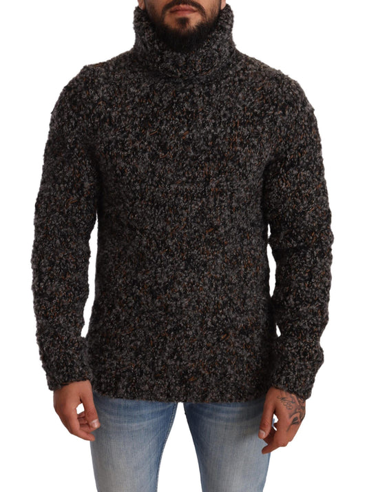 Elegant Speckled Turtleneck Wool-Blend Sweater