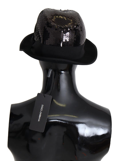 Black Polyester Sequin Women Fedora Capello Hat