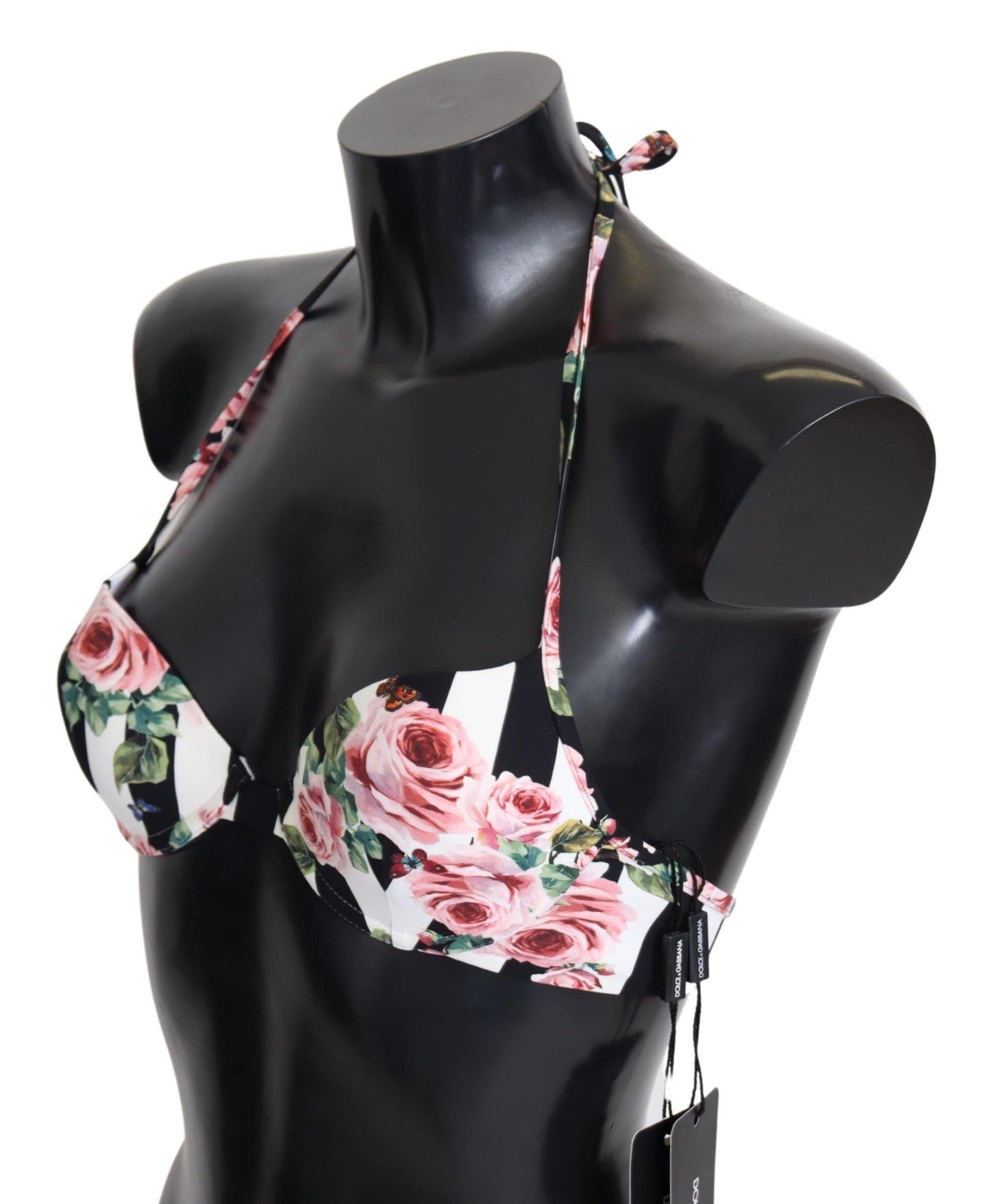 Chic Rose Print Bikini Top for Elegant Beach Days