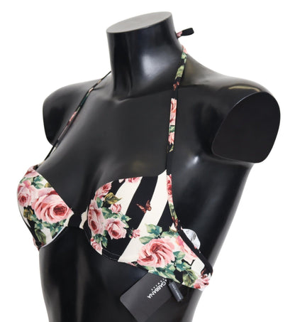 Elegant Rose Print Bikini Top