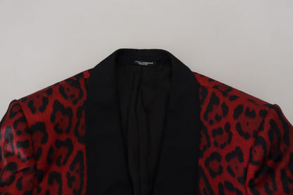 Radiant Red Leopard Print Three Piece Suit