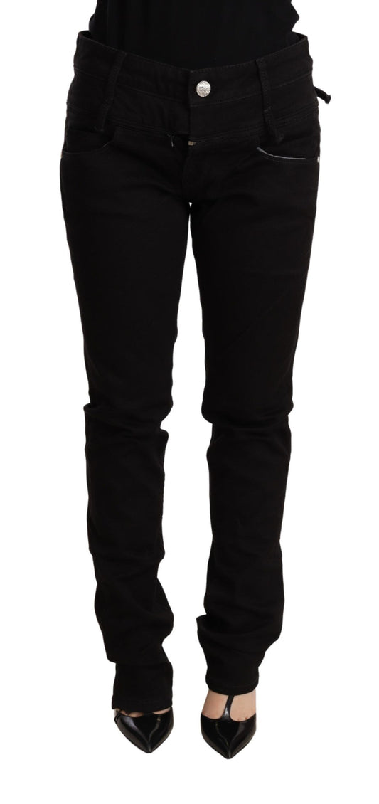 Black Low Waist Skinny Denim Jeans Trouser