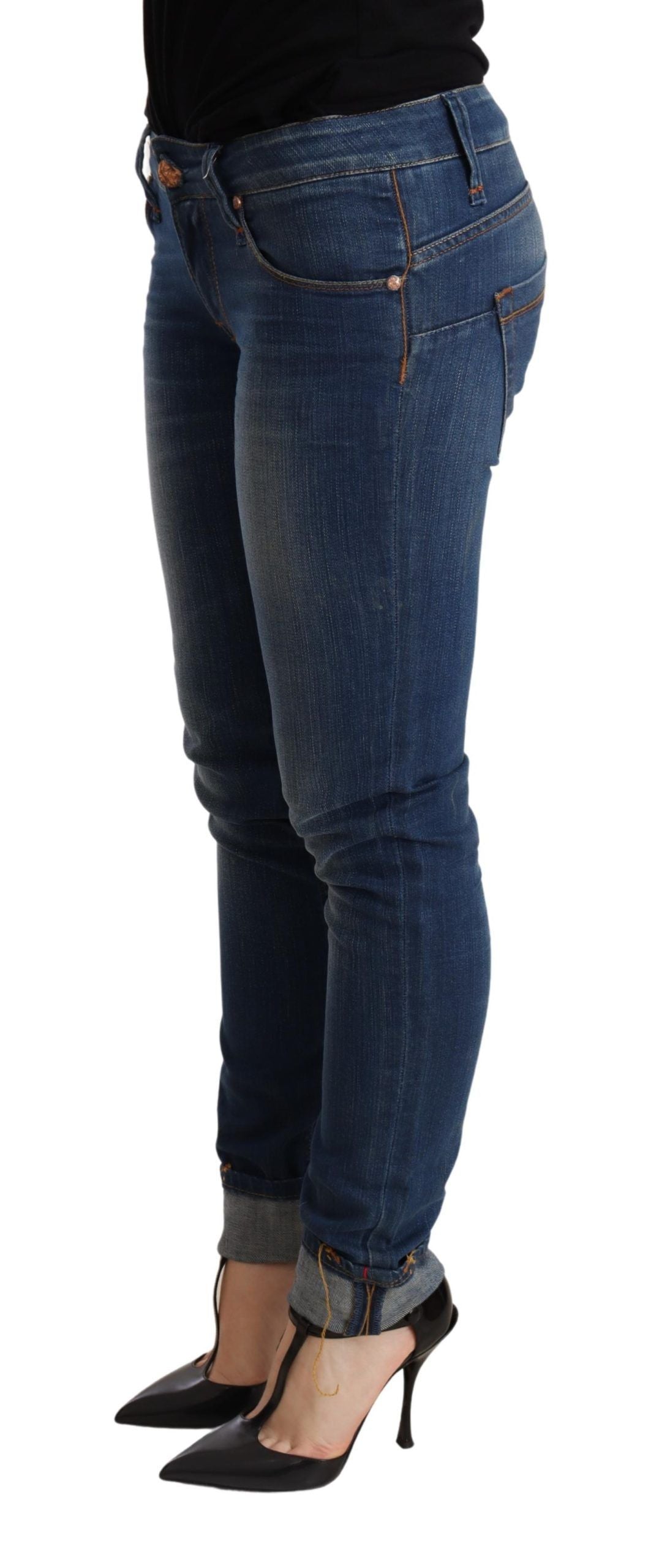 Chic Blue Washed Push-Up Skinny Jeans