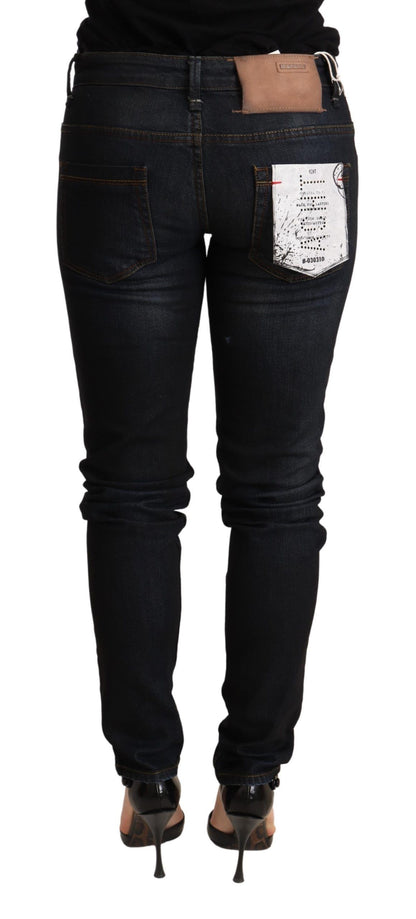 Chic Blue Washed Skinny Low Waist Jeans