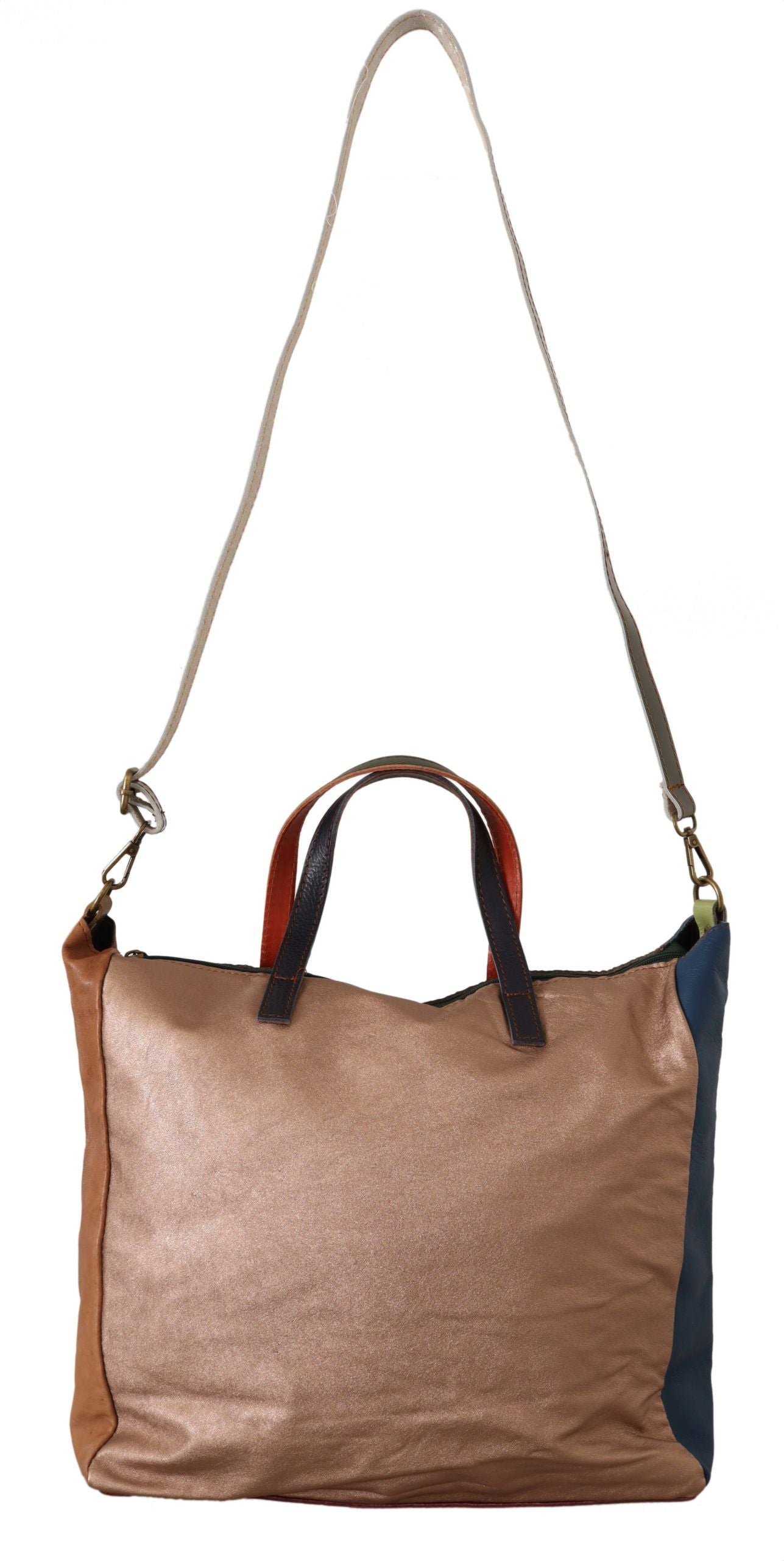 Multicolor Leather Shoulder Tote Bag