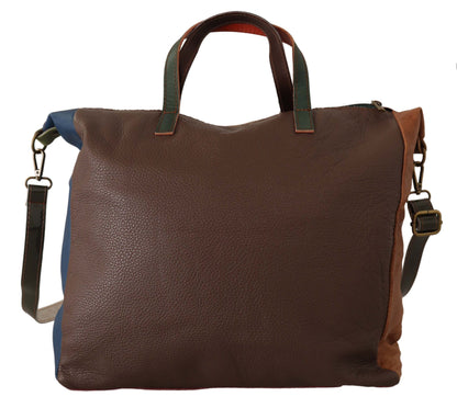 Multicolor Leather Shoulder Tote Bag