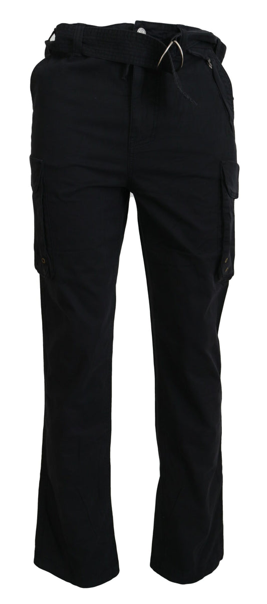 Elegant Black Cargo Pants with Belt