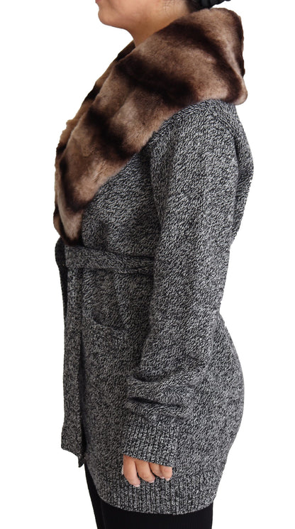 Gray Cardigan Fur Coat Cashmere Jacket