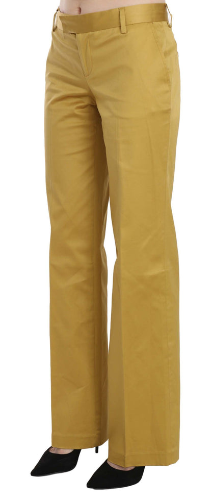 Mustard Mid Waist Tailored Cotton Pants