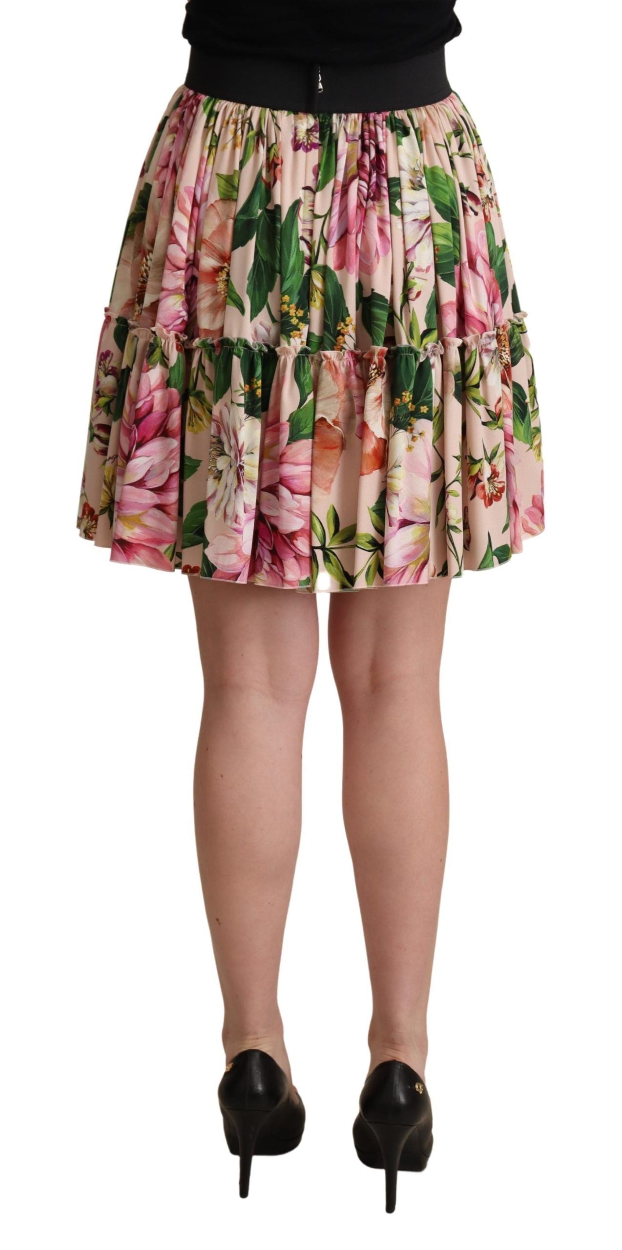 Elegant Floral Silk High Waist Mini Skirt