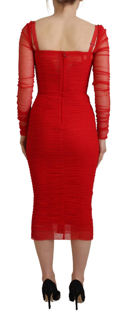 Elegant Red Bodycon Sheath Dress