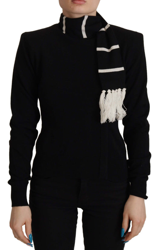 Elegant Black Cashmere Turtleneck Sweater