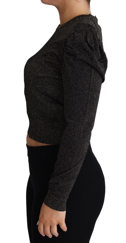 Black Gold Cropped Women Pullover Sweater