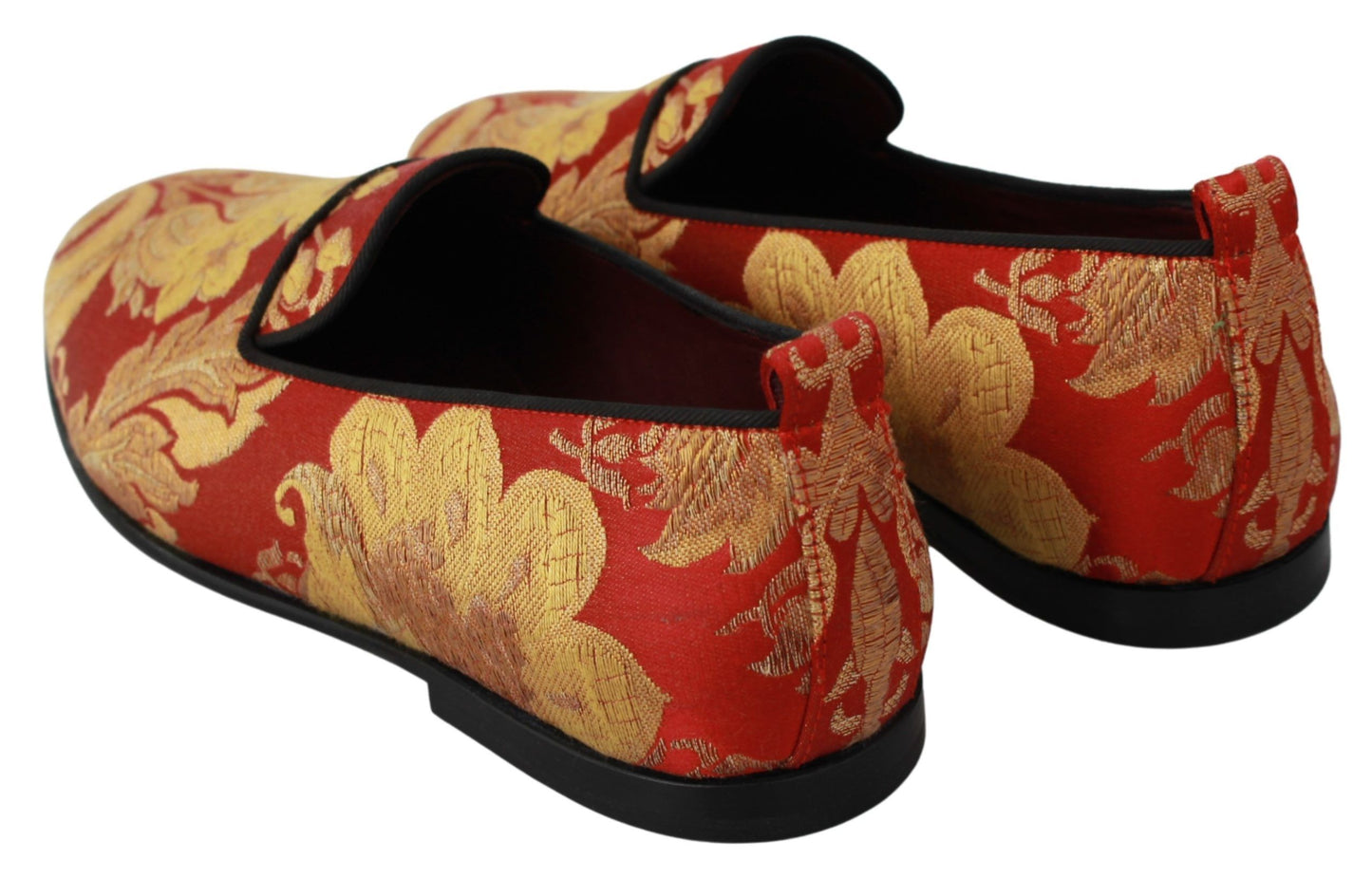 Red Gold Brocade Slippers Loafers Shoes