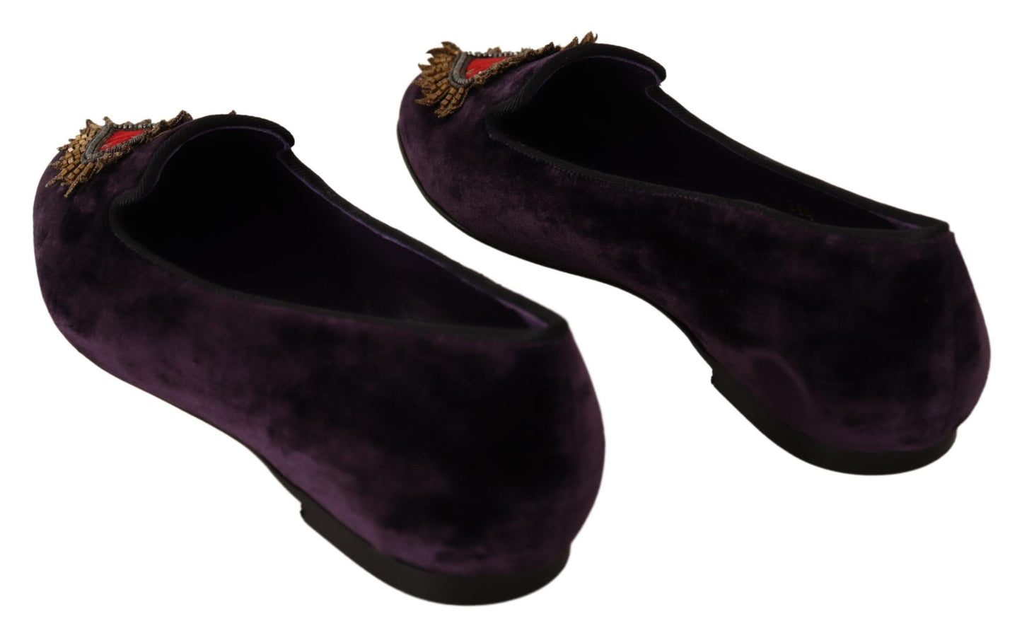 Chic Purple Velvet Loafers with Heart Detail