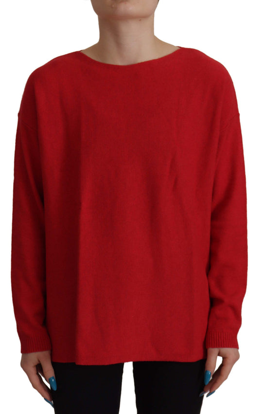 Elegant Red Wool Blend Knit Sweater
