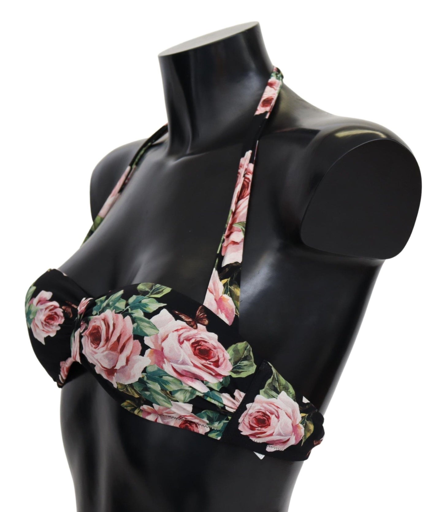 Elegant Black Floral Bikini Top