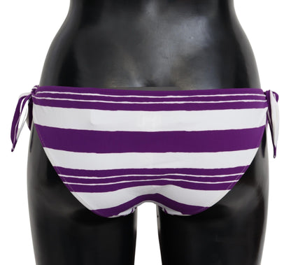 Chic Striped Bikini Bottom - Effortless Poolside Glamour
