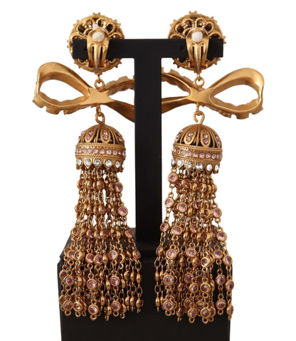 Elegant Antique Gold Bow Earrings
