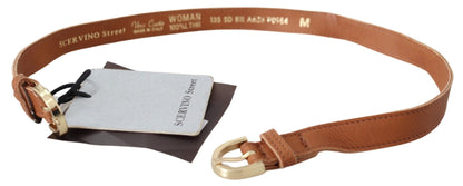 Elegant Brown Leather Double Buckle Belt