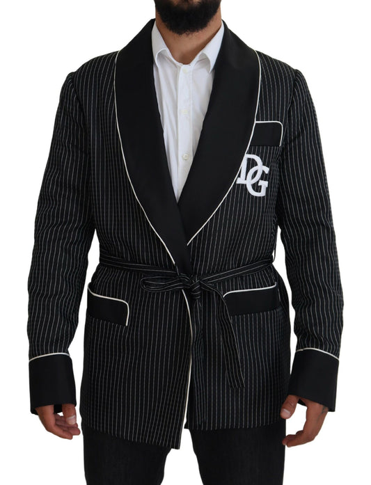 Black Robe Striped DG Patch Jacket Men Blazer