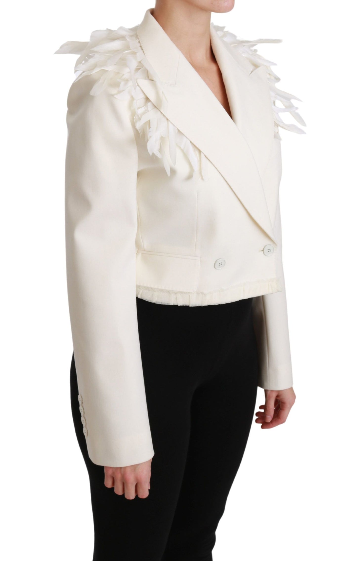 Elegant White Double Breasted Blazer Jacket