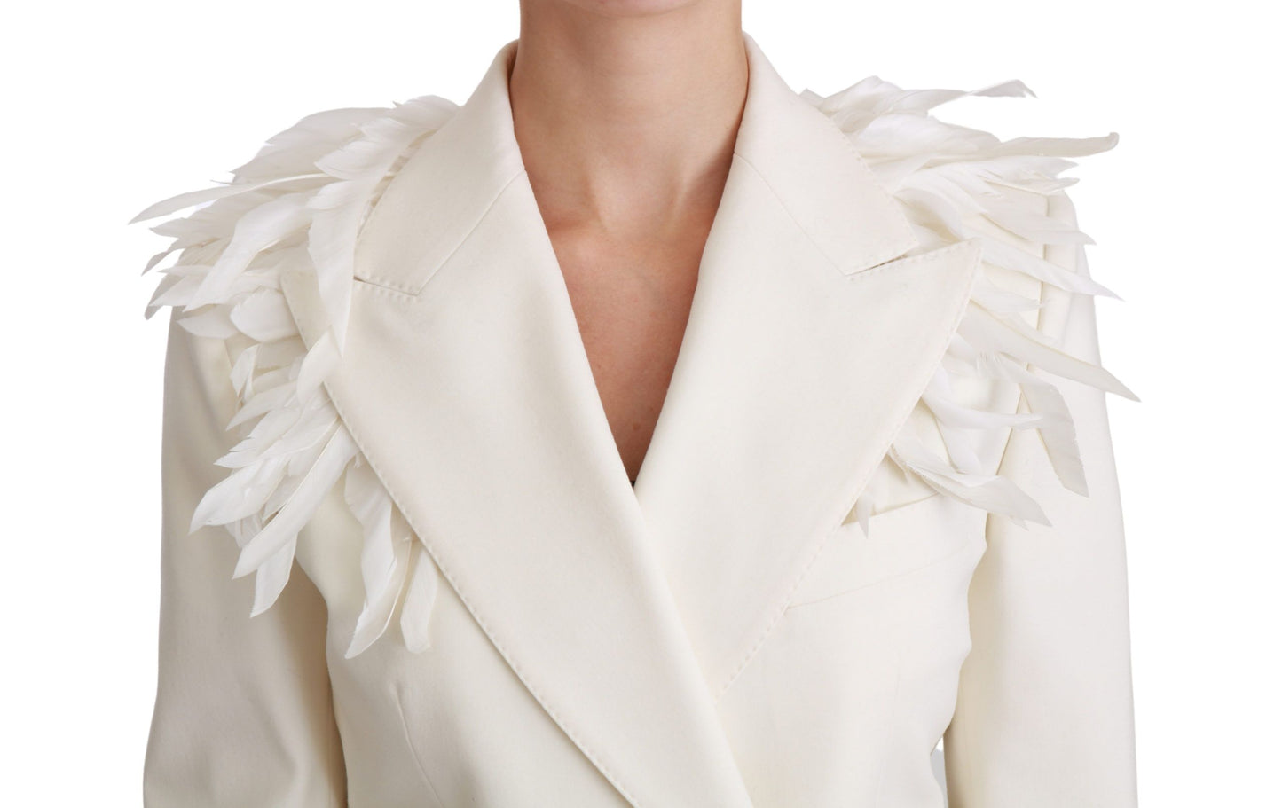 Elegant White Double Breasted Blazer Jacket