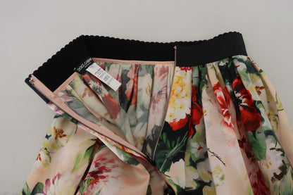 Exquisite High Waist Floral Silk Skirt