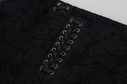 Elegant Black High-Waist Silk-Lined Skirt