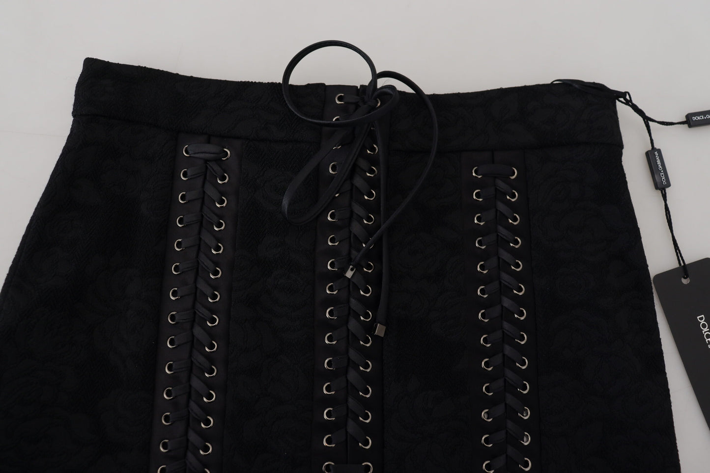 Elegant Black High-Waist Silk-Lined Skirt