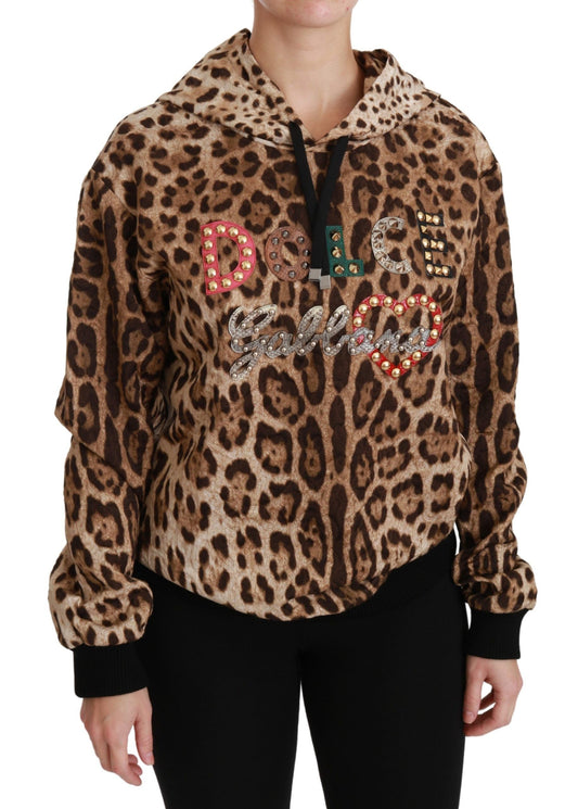 Elegant Leopard Print Hooded Sweater