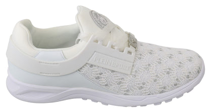 White Polyester Casual Sneakers Shoes
