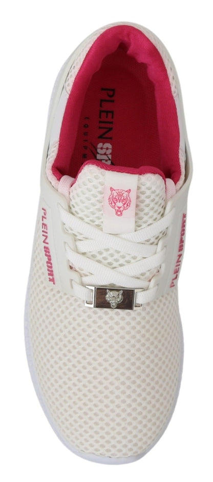 Chic White Becky Sneakers with Pink Accents