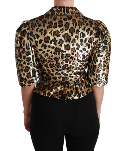 Blazer Gold Leopard Sequined Jacket