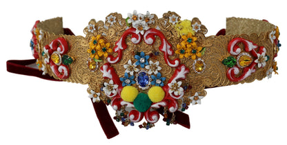 Embellished Floral Crystal Wide Waist Golden Belt