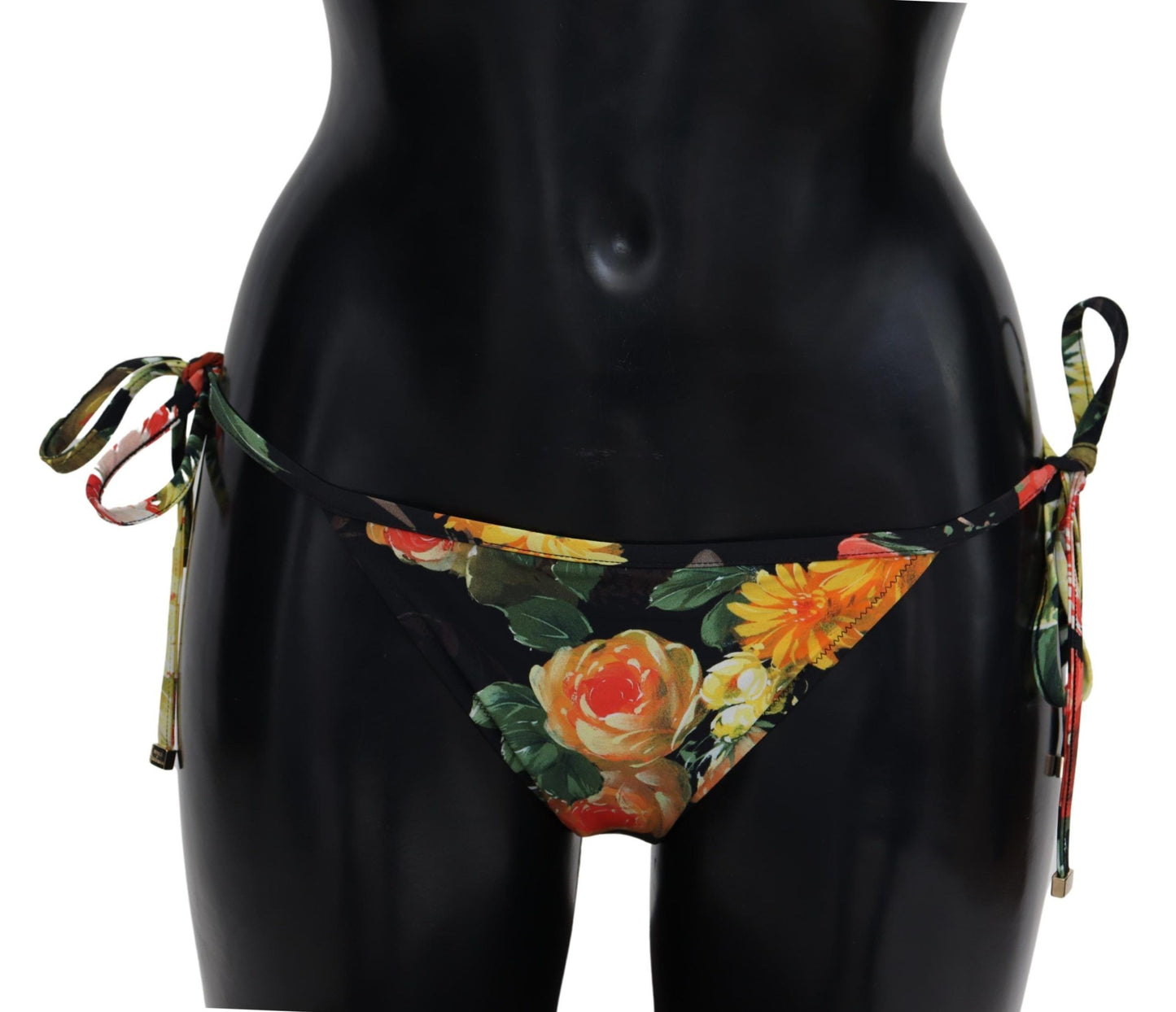 Black Floral Print Beachwear Swimwear Bikini Bottom