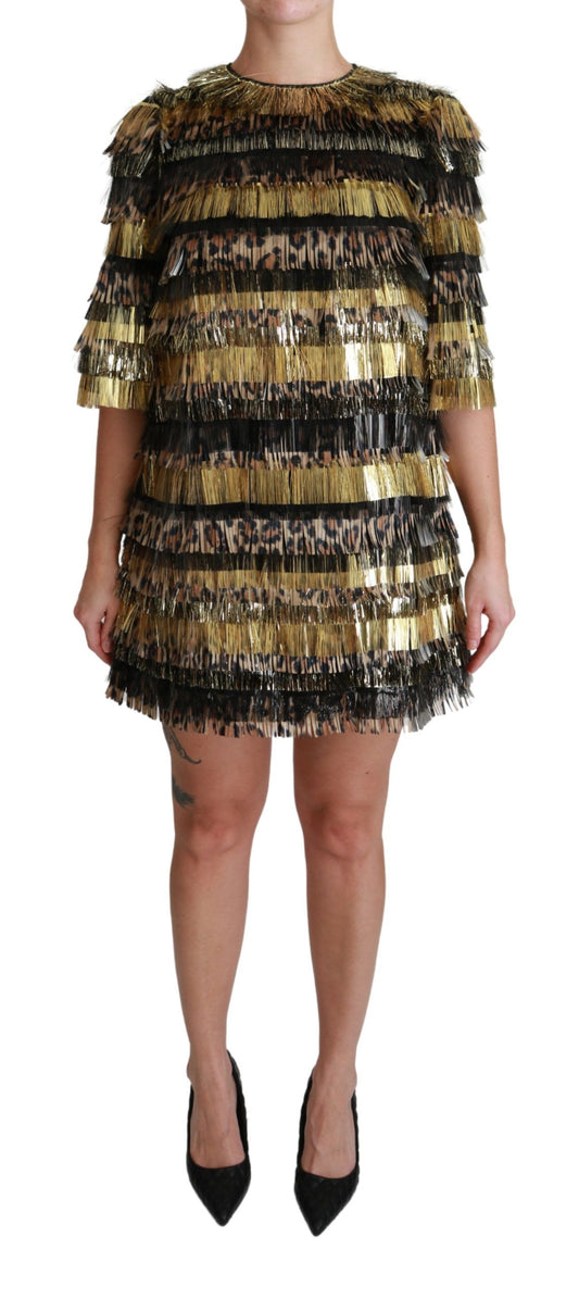 Elegant Sheath Mini Leopard Dress