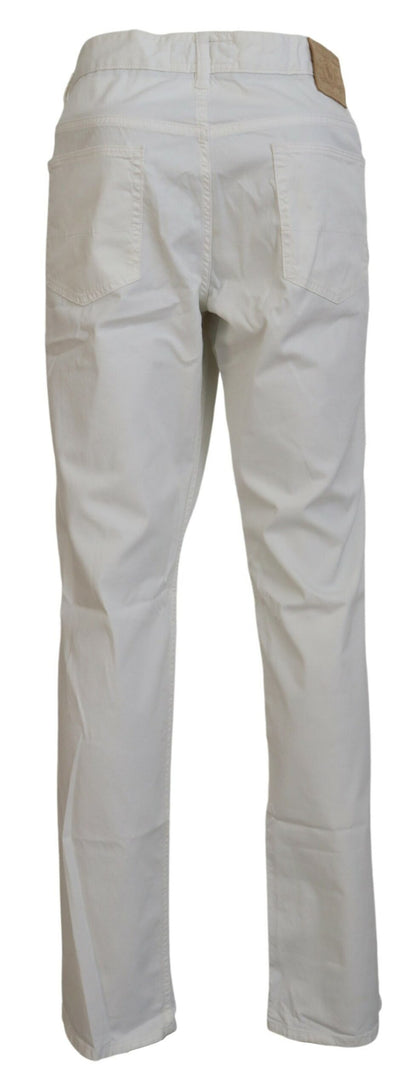 Elegant Ivory Straight-Fit Denim Jeans