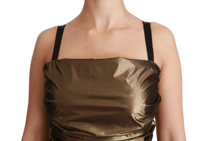 Nylon Bronze Bodycon Sheath Mini Dress